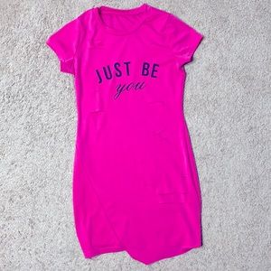 Hot pink Asymmetrical mini dress with slits